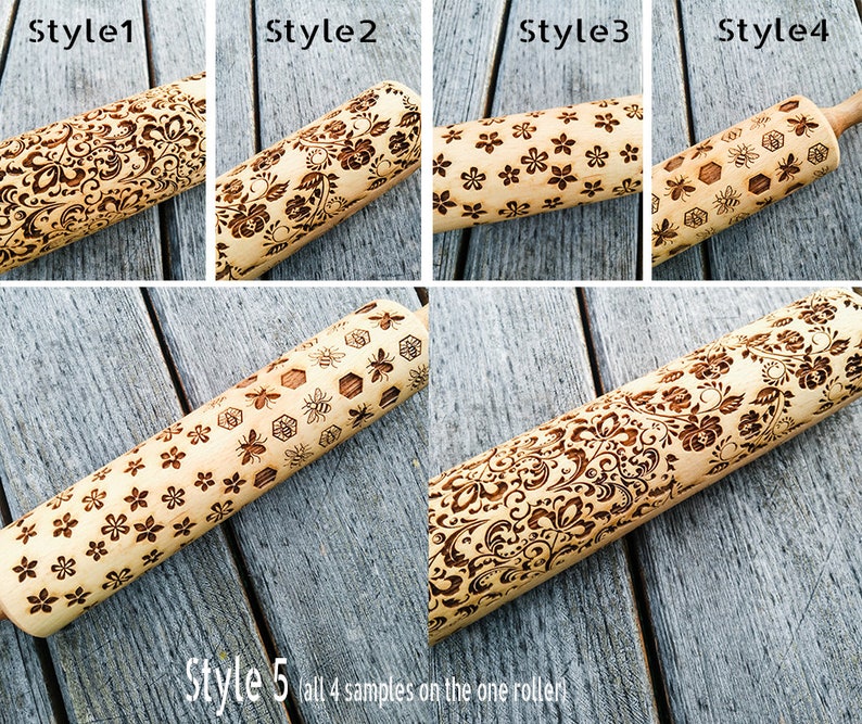 Rolling Pin Embossed Wooden Kitchen Baking Cookie Stamp Etsy