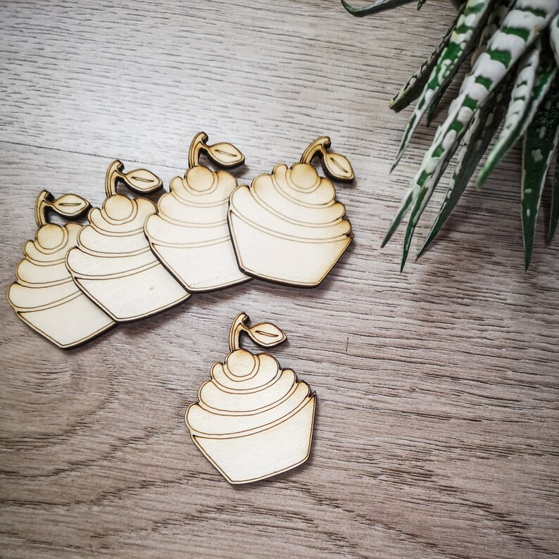 muffin cutout Wooden cupcakes for crafts unpainted wood cupcake Laser cut unfinished shapes