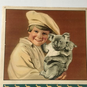 Afiche, Afiche educativo de Macmillan, n.º 47, Un oso de peluche vivo, Afiche infantil, Afiche de los años 30, Impresión