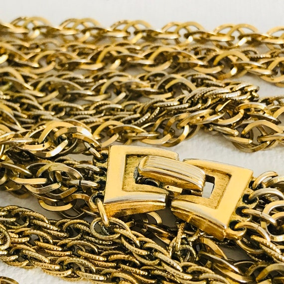 Trifari 1950s 4 Gold Tone Necklace Long Multi Chain Necklace