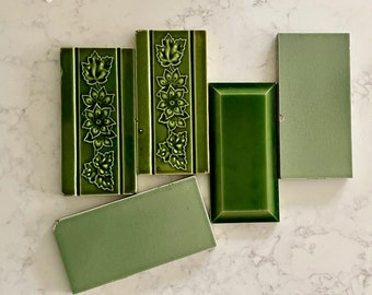 Antique Tile, Pottery Tile, Decorative Tiles, Green Tile, Old Tiles, individually priced, Victorian Tile, Border Tile