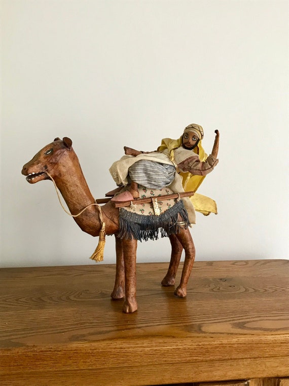 Vintage Trio of Leather Camel Figurines Leather Souvenir Camels Egyptian Camel Figurines Stuffed Leather Camel Hand Made Leather Camel