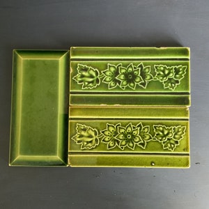 Antique Tile, Pottery Tile, Decorative Tiles, Green Tile, Old Tiles, individually priced, Victorian Tile, Border Tile