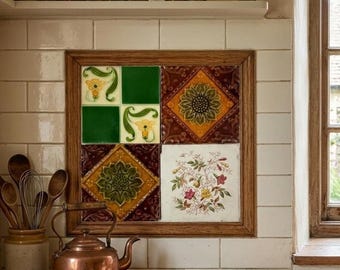 Antique Flower Decorative Border Tile, Victorian Fireplace Ceramic (6x6 inches) mix and Match Tiles