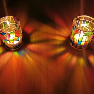 Handmade Stained Glass Style Tealight Holders image 5