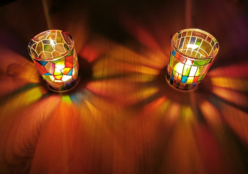 Handmade Stained Glass Style Tealight Holders image 5