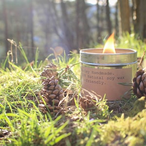 WOODLAND PINE  Soy Candle with Crackling Wood Wick - Eco and Vegan Friendly by Harley Handmade