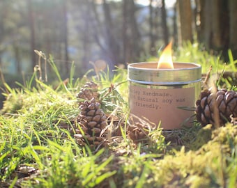 WOODLAND PINE  Soy Candle with Crackling Wood Wick - Eco and Vegan Friendly by Harley Handmade