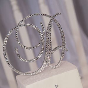 Monogram Cake Topper, Rhinestone Cake Topper, Crystal Monogram Topper, Initial Cake Topper, Wedding Cake Topper
