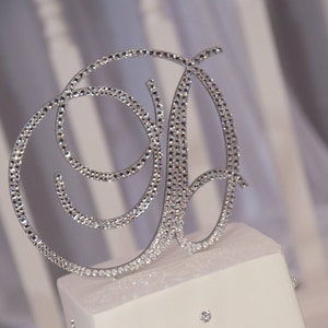 Monogram Cake Topper, Rhinestone Cake Topper, Crystal Monogram Topper, Initial Cake Topper, Wedding Cake Topper