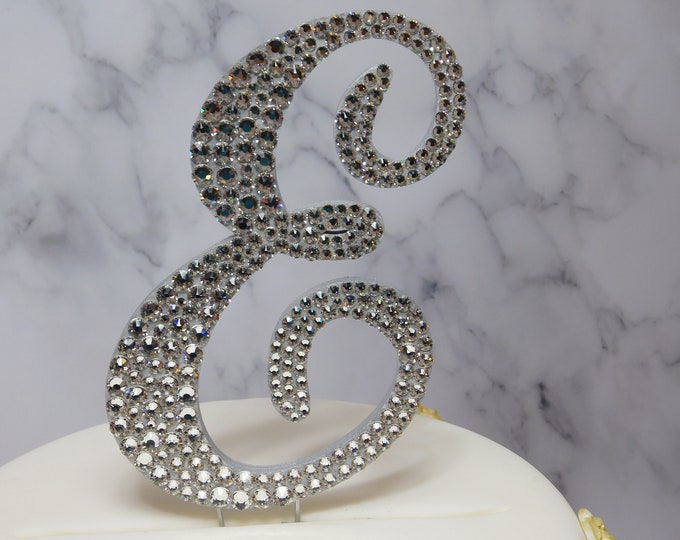Monogram Cake Topper, Rhinestone Cake Topper, Crystal Monogram Topper ...
