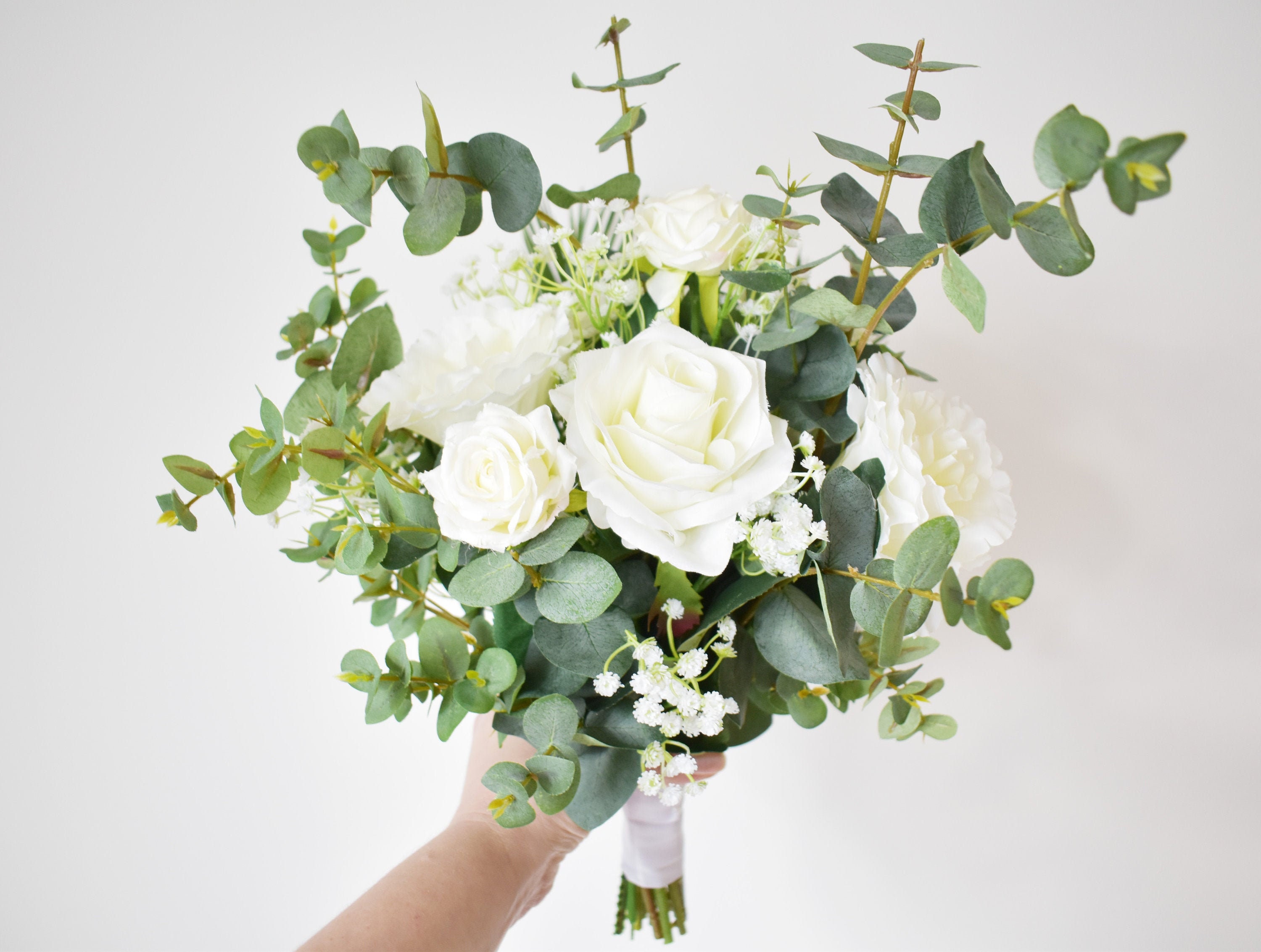 Brides,Bridesmaids,Flowergirl wedding bouquet buttonholes,corsages White/Ivory 