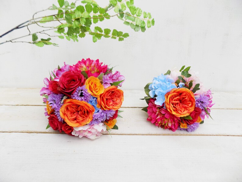 Autumn Fall Winter Mexican wedding package bridal bouquet bridesmaid bouquet artificial silk flowers Dia de los Muertos wedding