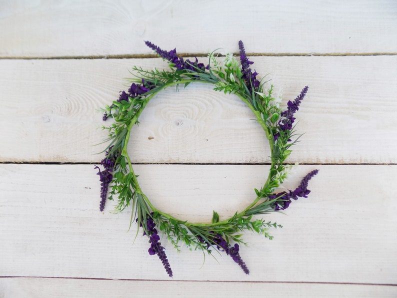 Purple lavender crown bridal flower crown wedding hair accessories headpiece floral wreath boho rustic bridal wreath lavender hair piece