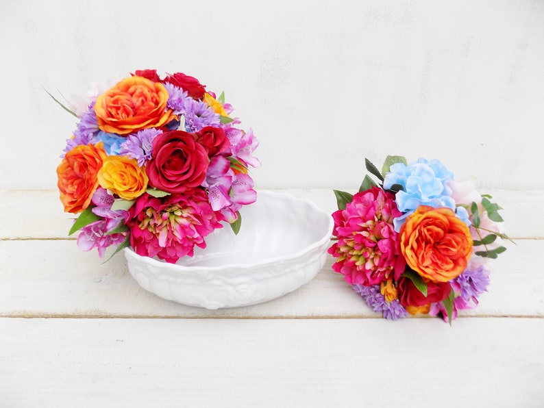 Autumn Fall Winter Mexican wedding package bridal bouquet bridesmaid bouquet artificial silk flowers Dia de los Muertos wedding