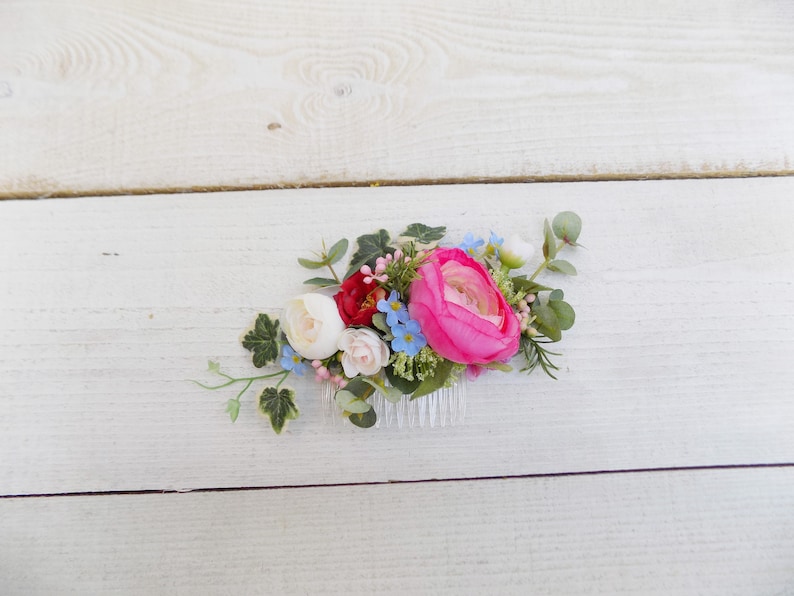 Ranunculus hair comb boho rustic wedding headpiece gift for women her bridal hair accessories Summer wedding