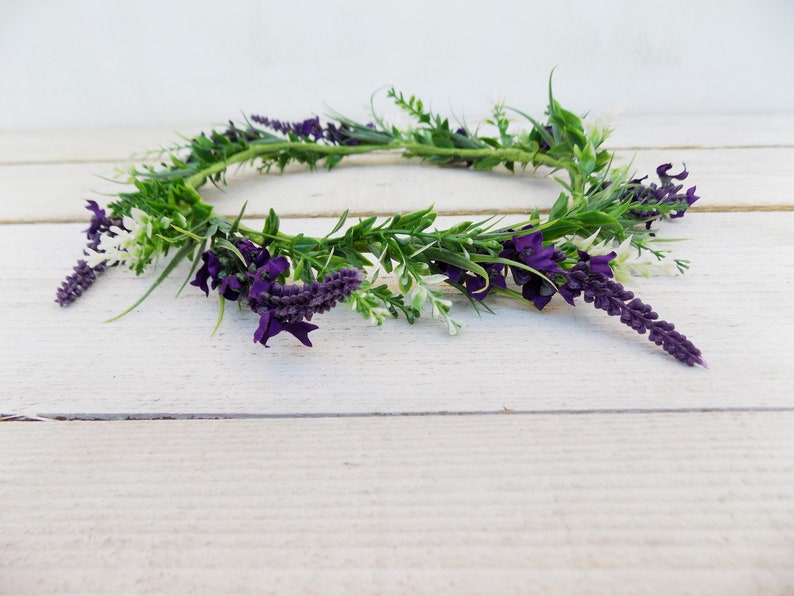 Purple lavender crown bridal flower crown wedding hair accessories headpiece floral wreath boho rustic bridal wreath lavender hair piece