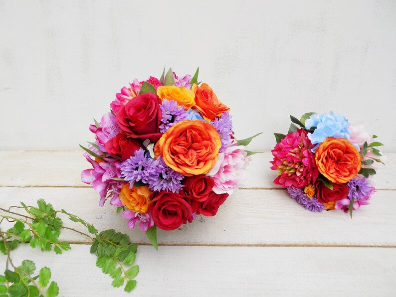 Autumn Fall Winter Mexican wedding package bridal bouquet bridesmaid bouquet artificial silk flowers Dia de los Muertos wedding