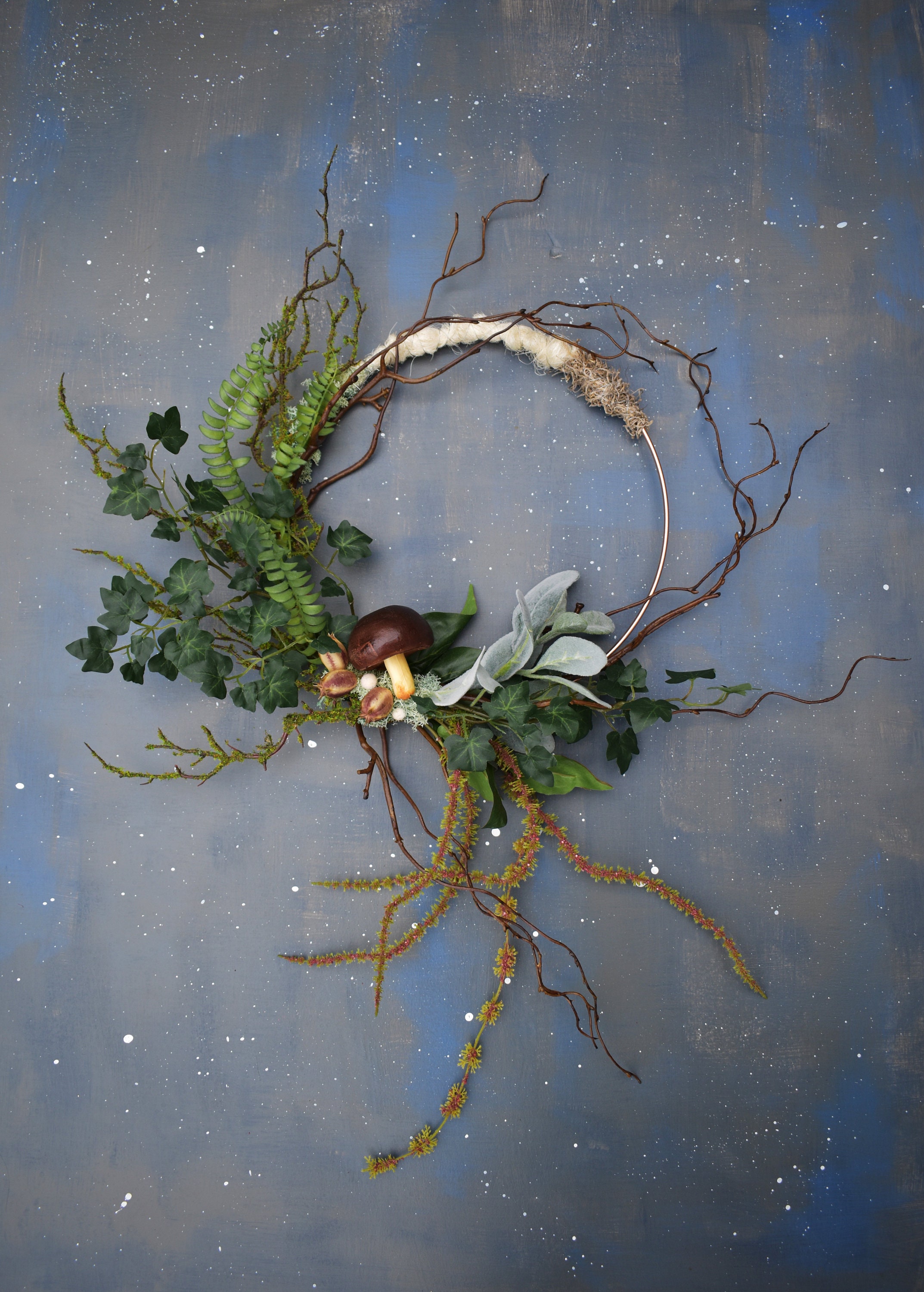 Couronne Fantaisiste Décoration Rustique de Verdure Couronne Boho Décor Fleur Cerceau Couronne