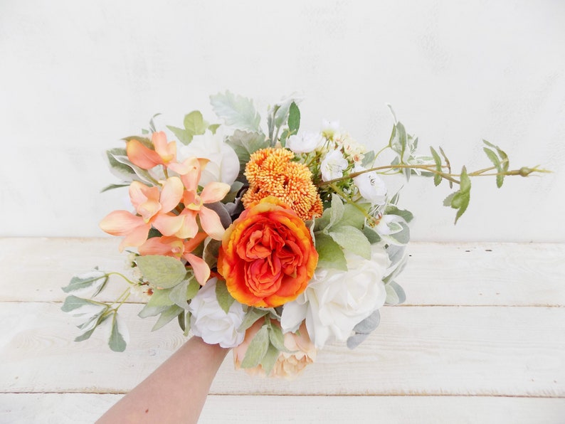 Boho cascading bridal bouquet artificial silk flowers rustic woodland cascade bouquet Spring Summer wedding