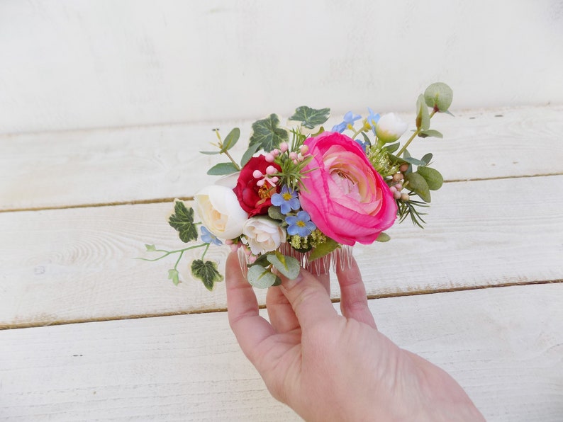 Ranunculus hair comb boho rustic wedding headpiece gift for women her bridal hair accessories Summer wedding
