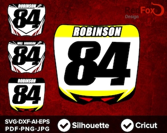 MX BMX Dirtbike Plate Number, 4 styles - SVG Cut File, dxf, Png, Eps, Pdf, Ai, Cricut, Silhouette Studio, Instant Download Not a font