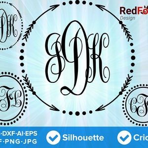 Arrows and Circles Monogram svg Frame Set 01 Arrow Circle SVG Cut File, DXF, Png, Eps, Pdf, Ai, Cricut, Silhouette Studio image 1