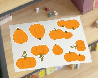 Arkusz naklejek z dyniami, przytulne jesienne naklejki na Halloween, straszne naklejki, dyniowa łatka, naklejka jesienna, naklejka na laptopa, naklejki jesienne
