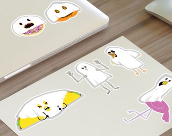 Ghosts Sticker Sheet, spooky stickers, cozy fall stickers for Halloween, Pumpkin Patch, Autumn Sticker, laptop sticker, fall stickers