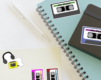 Walkman Cassette Tape Player Sticker Pack - Waterproof Vinyl Decal for Car, Phone, cassette tape gift for him
