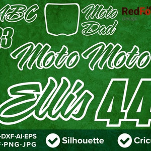MX Moto Moto ROUND SVG Buchstaben Zahlen - Nummernschild Dad Mom Sis Bro Fam Name - SVG, dxf, Png, Eps, Pdf, Ai, Cricut, Silhouette Studio