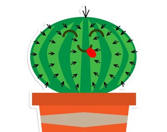 Cactus - Orange Sticker - Cactus Vinyl Sticker For Laptops, Cars, Water Bottles - High Quality, Durable - You make my spines tingle