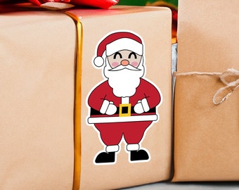 Christmas Santa Sticker - Jolly Santa is great for christmas gift wrapping, decor, & Stocking stuffers