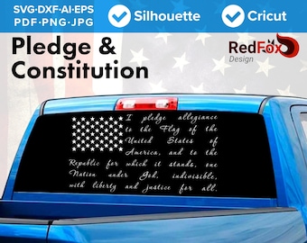 US Flag, America, Pledge of Allegiance, Preamble Constitution - SVG Cut File, DXF, Png, Eps, Pdf, Ai, Cricut, Silhouette Studio