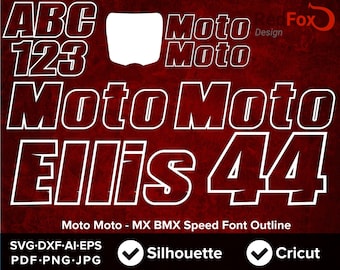 MX Moto Moto font - Number Plate Dad Mom Sis Bro Fam Name -SVG Cut File, dxf, Png, Eps, Pdf, Ai, Cricut, Silhouette Studio, Instant Download
