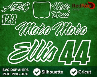 MX Moto Moto ROUND SVG letters numbers - Number Plate Dad Mom Sis Bro Fam Name - Svg, dxf, Png, Eps, Pdf, Ai, Cricut, Silhouette Studio