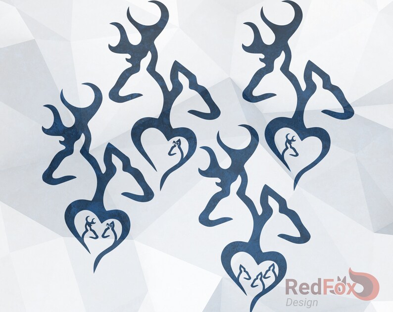 Download Browning Deer Heart Family Couple SVG Cut File DXF Png | Etsy