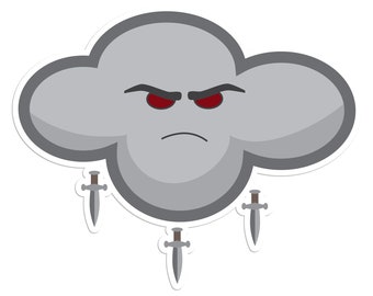 Cloud sticker - Angry - Cute Vinyl Sticker for Laptops, stationary, planner, calendar, luggage, nature stickers, travel stickers