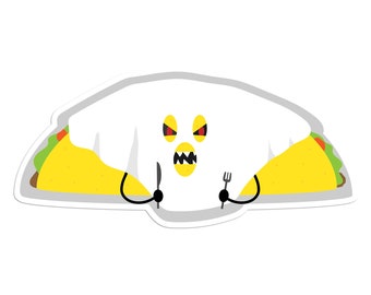 Taco adesivo fantasma, adesivi spettrali, accoglienti adesivi autunnali per Halloween, Patch di zucca, adesivi autunnali, adesivi per laptop, adesivi autunnali