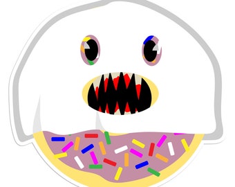 Naklejka Ghost Donut, straszne naklejki, przytulne jesienne naklejki na Halloween, Pumpkin Patch, naklejka jesienna, naklejka na laptopa, naklejki jesienne