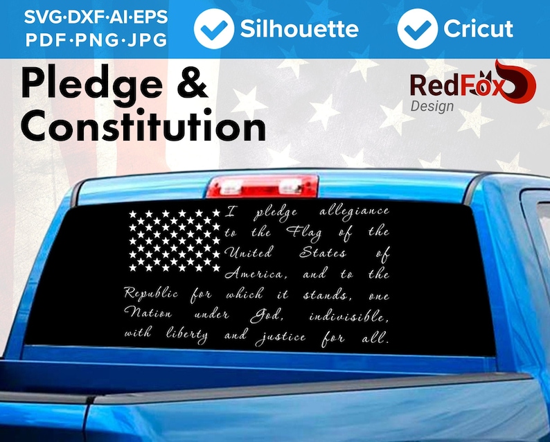 US Flag, America, Pledge of Allegiance, Preamble Constitution - SVG Cut File, DXF, Png, Eps, Pdf, Ai, Cricut, Silhouette Studio image 1