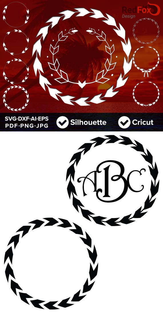 Download Arrow Circle Feather Monogram Frame Set 05 Arrow Circle Svg Etsy