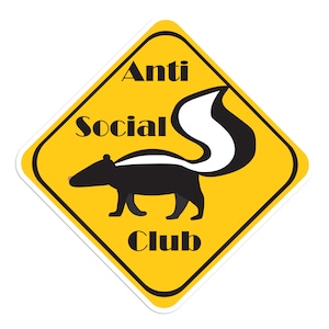 Pegatina Anti Social Club - Pegatina de vinilo Skunk para computadoras portátiles, automóviles, botellas de agua - Alta calidad, duradera - Regalos para los amantes de Skunk