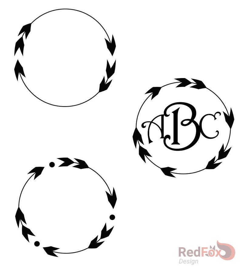 Download Arrow Circle Feather Monogram Frame Set 05 Arrow Circle ...