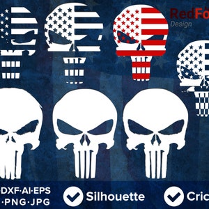 US Flag Punish Skull - Punisher SVG, skull svg, patriotic svg, 4th of july, flag, skull mask, gifts for him, DXF, Png, Eps, Pdf, Ai, Cricut