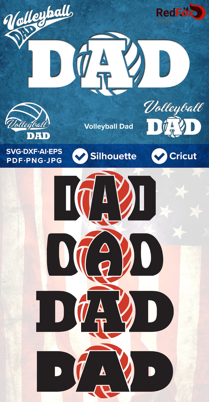 Download Volleyball Dad Father's Day SVG Cut File DXF Png | Etsy