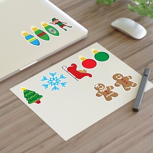 Schattige kerststickers blad 2 voor vakantieknutsels Feestelijke kerststickers - cadeaus voor haar, kalenderstickers, envelopstickers