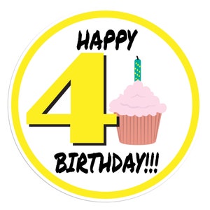 Pegatina de feliz cumpleaños 4, pegatina de vinilo para ordenadores portátiles, coches, botellas de agua, alta calidad y duradera