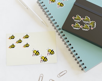 Raybees Sticker Sheet - Bee-Fueled Tanks and Death Ray-Beaming gifts for her - bee clipart
