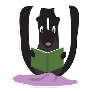 Adesivo da lettura Skunk - Adesivo in vinile Skunk per laptop, automobili, bottiglie d&#39;acqua - Alta qualità, durevole - Regali per gli amanti della Skunk